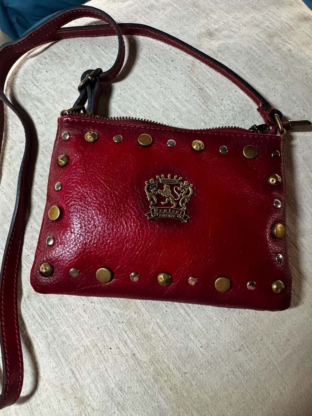 Pratesi Firenze B467 Crossbody Bag Red Italian Leather